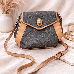 Vintage Mark Cross Leather Trim Monogram Crossbody Bag | Adjustable Strap